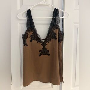 NWT- Cami NYC Brown Camisole with Black Lace